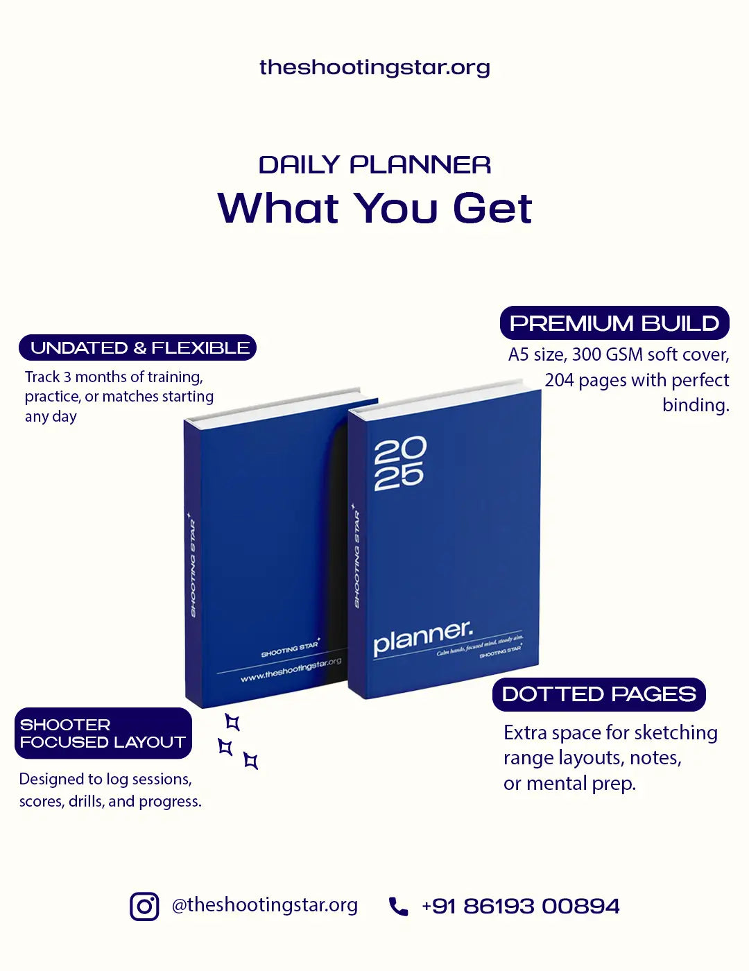 Undated Daily Planner – 3-Month Organizer with 204 Pages, 300 GSM Cover